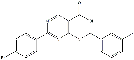 2-(4-bromophenyl)-4-methyl-6-[(3-methylbenzyl)thio]pyrimidine-5-carboxylic acid Structure