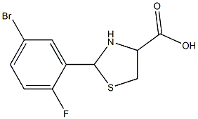 2-(5-bromo-2-fluorophenyl)-1,3-thiazolidine-4-carboxylic acid 化学構造式