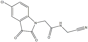 2-(5-chloro-2,3-dioxo-2,3-dihydro-1H-indol-1-yl)-N-(cyanomethyl)acetamide,,结构式