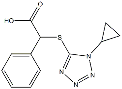 2-[(1-cyclopropyl-1H-1,2,3,4-tetrazol-5-yl)sulfanyl]-2-phenylacetic acid Struktur