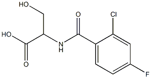 2-[(2-chloro-4-fluorobenzoyl)amino]-3-hydroxypropanoic acid,,结构式