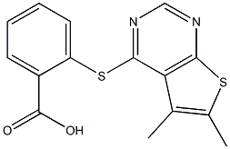 2-[(5,6-dimethylthieno[2,3-d]pyrimidin-4-yl)thio]benzoic acid Structure