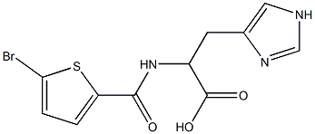 2-[(5-bromothiophen-2-yl)formamido]-3-(1H-imidazol-4-yl)propanoic acid 化学構造式