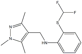 2-[(difluoromethyl)sulfanyl]-N-[(1,3,5-trimethyl-1H-pyrazol-4-yl)methyl]aniline,,结构式