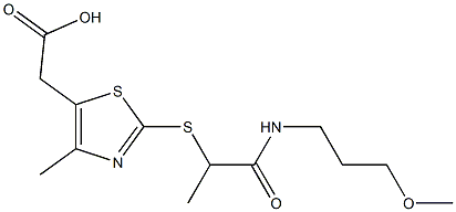 2-[2-({1-[(3-methoxypropyl)carbamoyl]ethyl}sulfanyl)-4-methyl-1,3-thiazol-5-yl]acetic acid Struktur