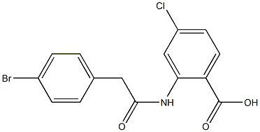 2-[2-(4-bromophenyl)acetamido]-4-chlorobenzoic acid Struktur