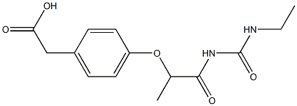 2-[4-({1-[(ethylcarbamoyl)amino]-1-oxopropan-2-yl}oxy)phenyl]acetic acid Struktur