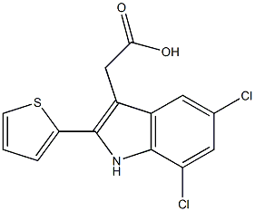 2-[5,7-dichloro-2-(thiophen-2-yl)-1H-indol-3-yl]acetic acid Struktur