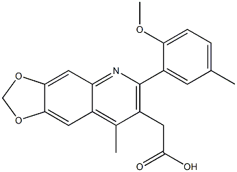 2-[6-(2-methoxy-5-methylphenyl)-8-methyl-2H-[1,3]dioxolo[4,5-g]quinolin-7-yl]acetic acid Structure