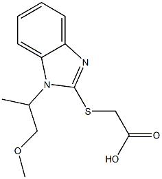 2-{[1-(1-methoxypropan-2-yl)-1H-1,3-benzodiazol-2-yl]sulfanyl}acetic acid,,结构式