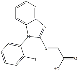2-{[1-(2-iodophenyl)-1H-1,3-benzodiazol-2-yl]sulfanyl}acetic acid,,结构式