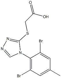 2-{[4-(2,6-dibromo-4-methylphenyl)-4H-1,2,4-triazol-3-yl]sulfanyl}acetic acid Struktur