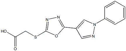 2-{[5-(1-phenyl-1H-pyrazol-4-yl)-1,3,4-oxadiazol-2-yl]sulfanyl}acetic acid Struktur