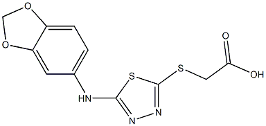 2-{[5-(2H-1,3-benzodioxol-5-ylamino)-1,3,4-thiadiazol-2-yl]sulfanyl}acetic acid 结构式