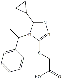 2-{[5-cyclopropyl-4-(1-phenylethyl)-4H-1,2,4-triazol-3-yl]sulfanyl}acetic acid,,结构式