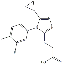 2-{[5-cyclopropyl-4-(3-fluoro-4-methylphenyl)-4H-1,2,4-triazol-3-yl]sulfanyl}acetic acid,,结构式