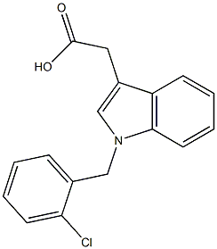 2-{1-[(2-chlorophenyl)methyl]-1H-indol-3-yl}acetic acid Struktur