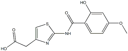 2-{2-[(2-hydroxy-4-methoxybenzene)amido]-1,3-thiazol-4-yl}acetic acid Structure