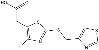 2-{4-methyl-2-[(1,3-thiazol-4-ylmethyl)sulfanyl]-1,3-thiazol-5-yl}acetic acid Struktur