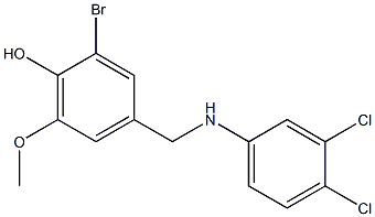 2-bromo-4-{[(3,4-dichlorophenyl)amino]methyl}-6-methoxyphenol 化学構造式