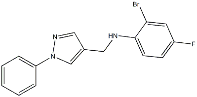 2-bromo-4-fluoro-N-[(1-phenyl-1H-pyrazol-4-yl)methyl]aniline,,结构式