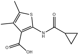 2-cyclopropaneamido-4,5-dimethylthiophene-3-carboxylic acid, 852933-11-0, 结构式