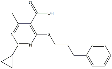 2-cyclopropyl-4-methyl-6-[(3-phenylpropyl)thio]pyrimidine-5-carboxylic acid,,结构式