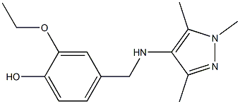 2-ethoxy-4-{[(1,3,5-trimethyl-1H-pyrazol-4-yl)amino]methyl}phenol 化学構造式