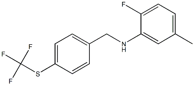 2-fluoro-5-methyl-N-({4-[(trifluoromethyl)sulfanyl]phenyl}methyl)aniline Struktur