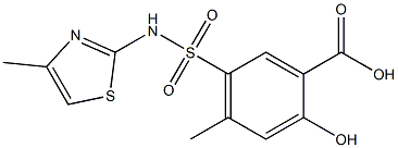 2-hydroxy-4-methyl-5-[(4-methyl-1,3-thiazol-2-yl)sulfamoyl]benzoic acid 化学構造式