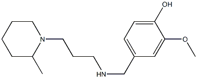 2-methoxy-4-({[3-(2-methylpiperidin-1-yl)propyl]amino}methyl)phenol 化学構造式