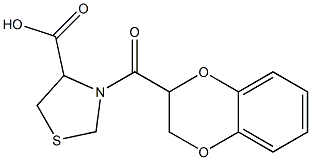 3-(2,3-dihydro-1,4-benzodioxin-2-ylcarbonyl)-1,3-thiazolidine-4-carboxylic acid Struktur