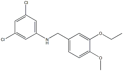 3,5-dichloro-N-[(3-ethoxy-4-methoxyphenyl)methyl]aniline,,结构式