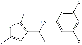 3,5-dichloro-N-[1-(2,5-dimethylfuran-3-yl)ethyl]aniline,,结构式