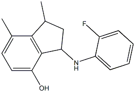 3-[(2-fluorophenyl)amino]-1,7-dimethyl-2,3-dihydro-1H-inden-4-ol 化学構造式