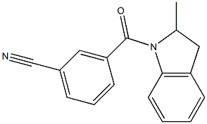 3-[(2-methyl-2,3-dihydro-1H-indol-1-yl)carbonyl]benzonitrile,,结构式