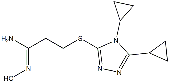 3-[(4,5-dicyclopropyl-4H-1,2,4-triazol-3-yl)sulfanyl]-N'-hydroxypropanimidamide Struktur