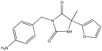 3-[(4-aminophenyl)methyl]-5-(furan-2-yl)-5-methylimidazolidine-2,4-dione,,结构式