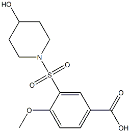 3-[(4-hydroxypiperidine-1-)sulfonyl]-4-methoxybenzoic acid Struktur