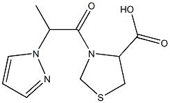 3-[2-(1H-pyrazol-1-yl)propanoyl]-1,3-thiazolidine-4-carboxylic acid,,结构式