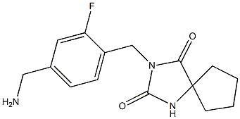 3-{[4-(aminomethyl)-2-fluorophenyl]methyl}-1,3-diazaspiro[4.4]nonane-2,4-dione Structure