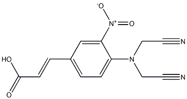 3-{4-[bis(cyanomethyl)amino]-3-nitrophenyl}prop-2-enoic acid,,结构式