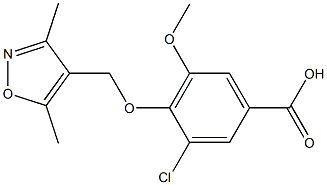 3-chloro-4-[(3,5-dimethylisoxazol-4-yl)methoxy]-5-methoxybenzoic acid,,结构式
