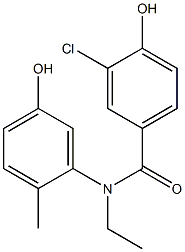3-chloro-N-ethyl-4-hydroxy-N-(5-hydroxy-2-methylphenyl)benzamide 化学構造式