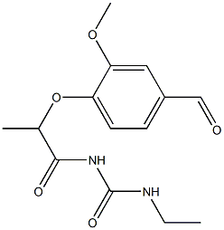 3-ethyl-1-[2-(4-formyl-2-methoxyphenoxy)propanoyl]urea Struktur