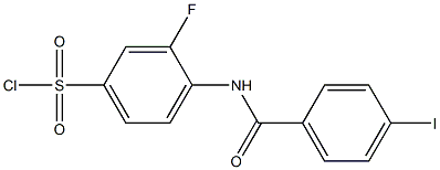 3-fluoro-4-[(4-iodobenzene)amido]benzene-1-sulfonyl chloride Struktur