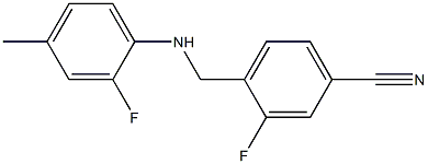 3-fluoro-4-{[(2-fluoro-4-methylphenyl)amino]methyl}benzonitrile Struktur