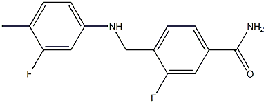 3-fluoro-4-{[(3-fluoro-4-methylphenyl)amino]methyl}benzamide 化学構造式