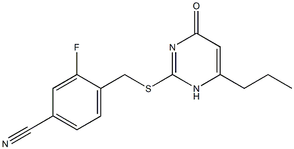 3-fluoro-4-{[(4-oxo-6-propyl-1,4-dihydropyrimidin-2-yl)sulfanyl]methyl}benzonitrile Struktur