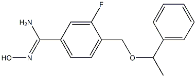 3-fluoro-N'-hydroxy-4-[(1-phenylethoxy)methyl]benzenecarboximidamide 化学構造式
